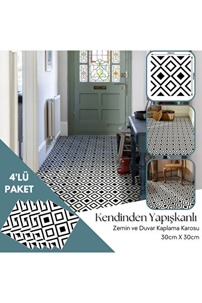 TechnoSmart 4 Adet 30cm×30cm Kendinden Yapışkanlı LVT Zemin Duvar Kaplama Mut...