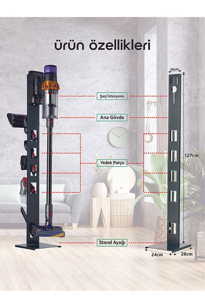 STARK Anthracite Bosch Compatible Vertical Vacuum Cleaner Stand