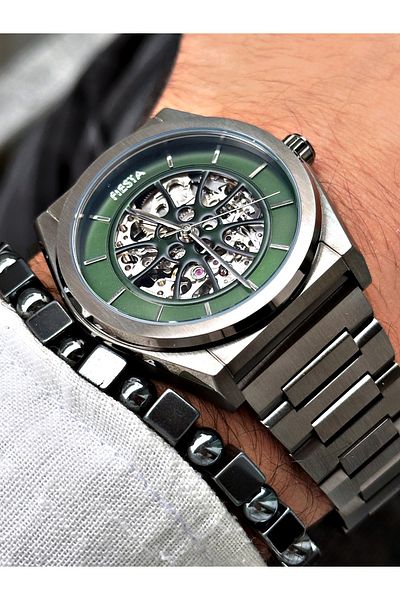Fiesta Smoke Color Automatic Business Steel Luxury Men's Wrist Watch + BRACELET GIFT
