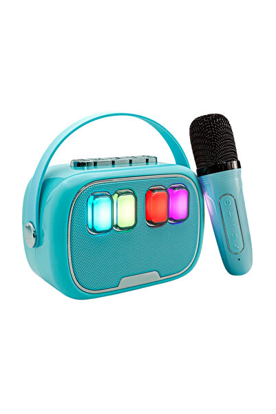 SFL Product Mikrofonlu Mini Yeni Nesil Mikrofonlu Işıklı Mini Hoparlör Bluetooth Karaoke Kablosuz Hoparlör