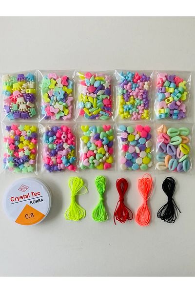 Hobimos Children's Jewelry Making Set - 10 Types of Figure Beads - Total 100 Gram Beads