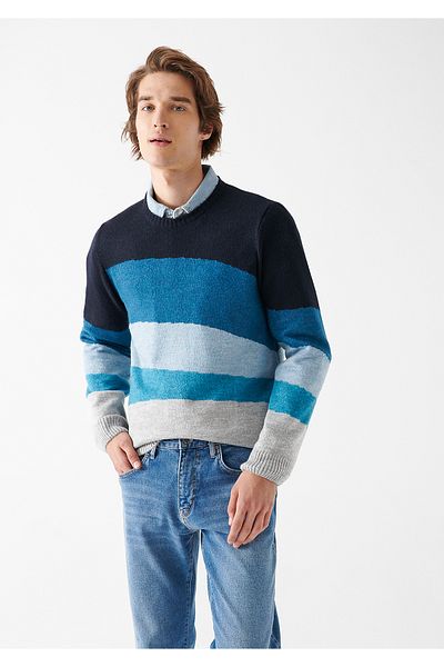 Mavi Ριγέ Crew Neck Navy Blue πουλόβερ 0710046-70490