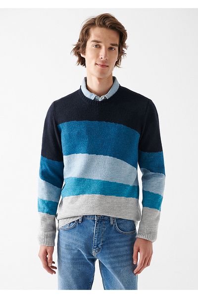 Mavi Ριγέ Crew Neck Navy Blue πουλόβερ 0710046-70490