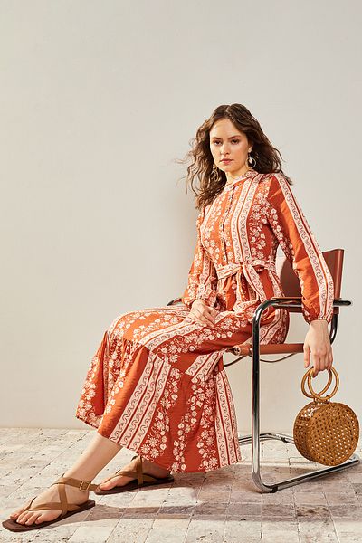 Trendyol Modest Ткана сукня з плитковим візерунком в півпат TCTSS23EB00366