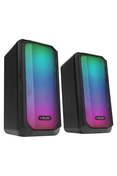 Mikado 2.0 5w X 2ch Rgb Ledli Siyah Usb Multimedia Oyuncu Speaker Hoparlör