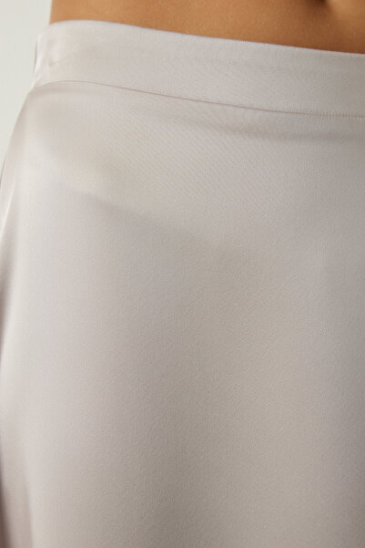 Happiness İstanbul Női nerc aszimmetrikus formázott szatén szoknya UB00218