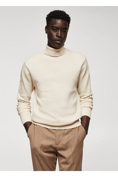 MANGO Man Guler ondulat, pulover din tricot