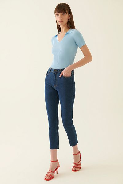 Perspective Romets Jeanshose für Damen in normaler Passform, knöchellang, mittlere Taille, marineblau