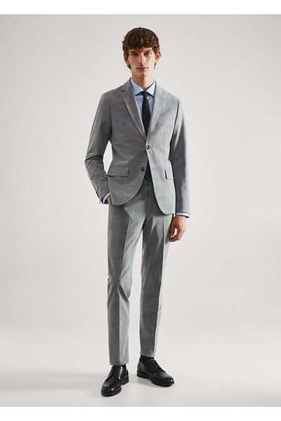 MANGO Man Stretch Fabric Blazer Jacket with Slim Fit Pattern