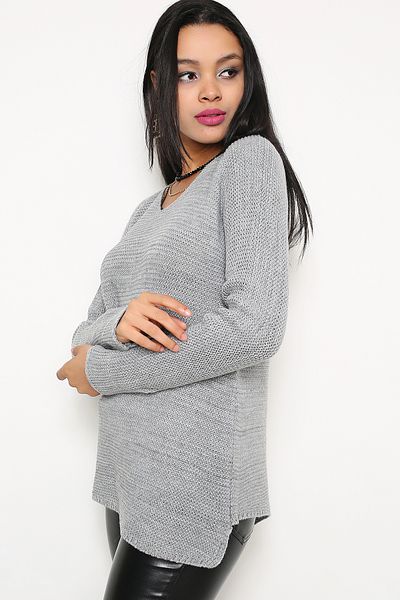 AVORWE Pulover din tricot jacquard cu decolteu în V