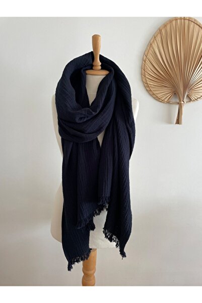 LeBohas وشاح أسود كبير الحجم للجنسين بشراشيب 60x220 سم