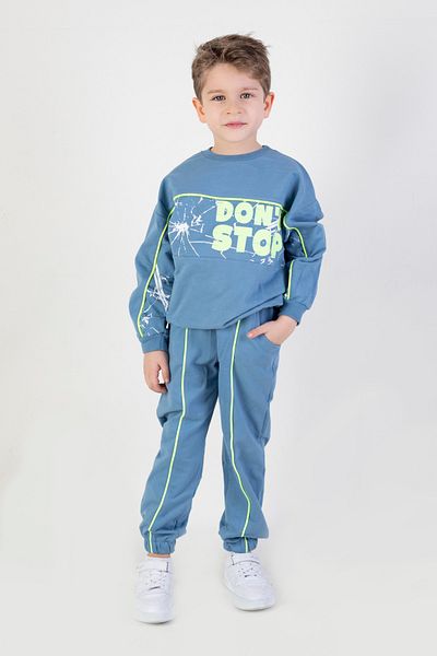 Harika KIDS Boy's Don't Stop Printed Knitted Basic Tracksuit Set