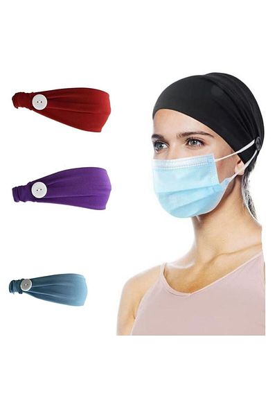 BERG Unisex Face Mask Ear Relaxing Hair Band Holder Mask Buttoned Bandana