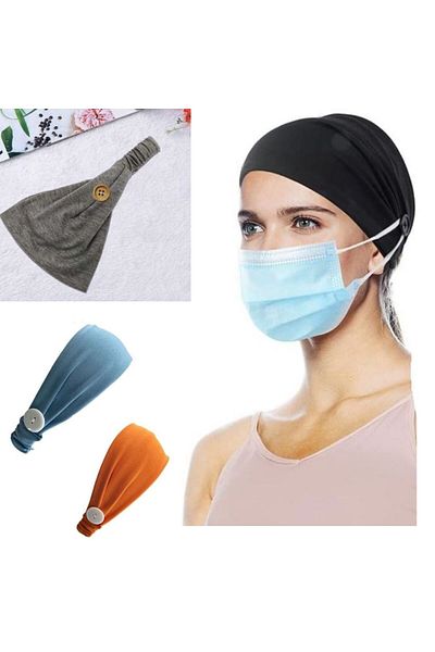 BERG Unisex Face Mask Ear Relaxing Hair Band Holder Mask Buttoned Bandana
