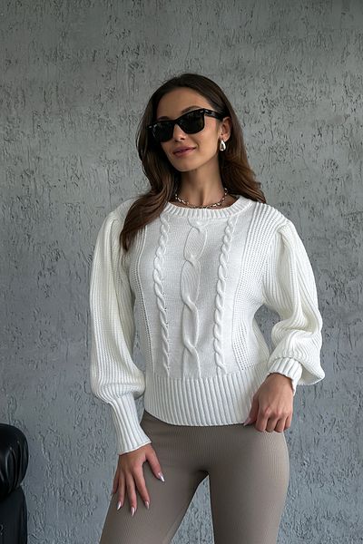 Nosia Pulover tricotat cu mâneci prințesă cu împletitură de păr