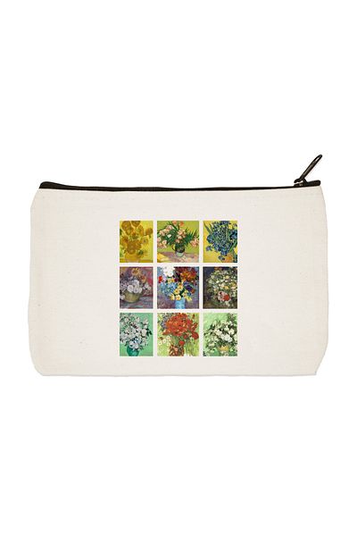 designedfy Van Gogh Collage Printed υφασμάτινη τσάντα μακιγιάζ Θήκη για στυλό Τσάντα χειρός