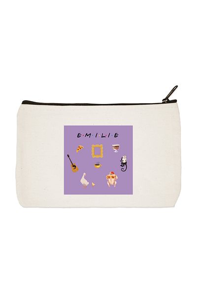 designedfy Friend Emilie Printed υφασμάτινη τσάντα μακιγιάζ Τσάντα χειρός με μολύβι