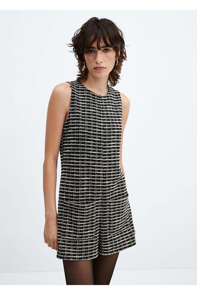 MANGO Woman Short Tweed Jumpsuit with Pockets