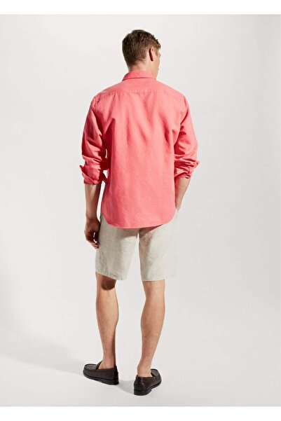 MANGO Man Regular Kesim Keten Pamuklu Gömlek