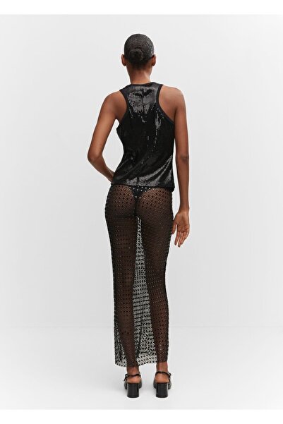 MANGO Woman Strass ağ etek