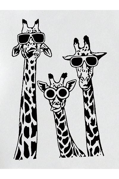 AEMİ Unisex Giraffe Printed Crew Neck Oversize Φούτερ Λευκό