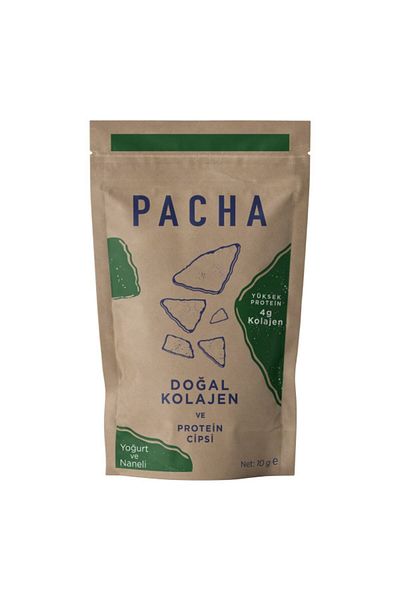 PACHA علبة من الكولاجين الطبيعي ورقائق البروتين بالزبادي والنعناع (شهر)