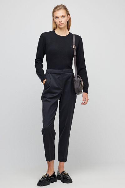 BROOKS BROTHERS Schwarze Wollhose mit Standard-Passform und normaler Passform für Damen