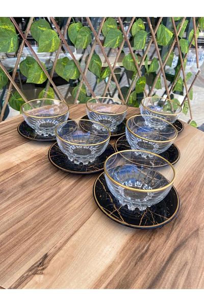 GÜRCÜGLASS Marble Pattern Snack Bowl and Milk Dessert Bowl
