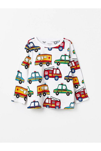 LC Waikiki LCW baby Crew Neck Long Sleeve Patterned Baby Boy Pajama Set