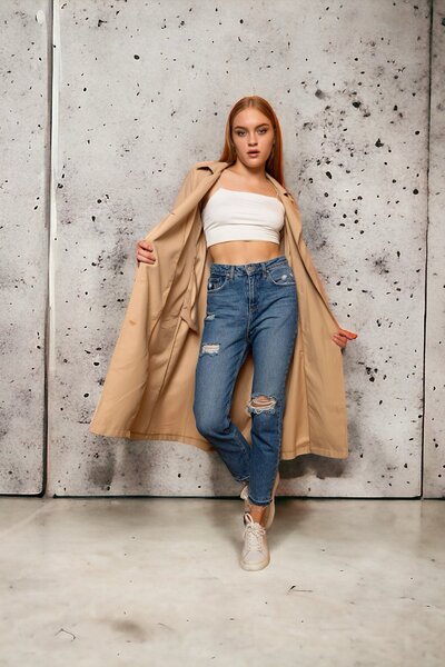 HAKKE Kruvaze Yaka Trençkot