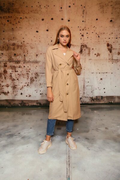 HAKKE Kruvaze Yaka Trençkot