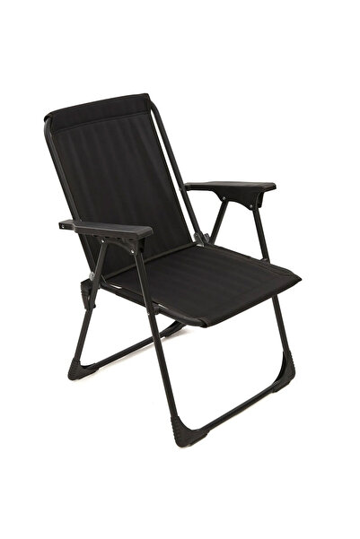 Leva House Katlanır Plastik Kollu Kamp Sandalyesi Siyah