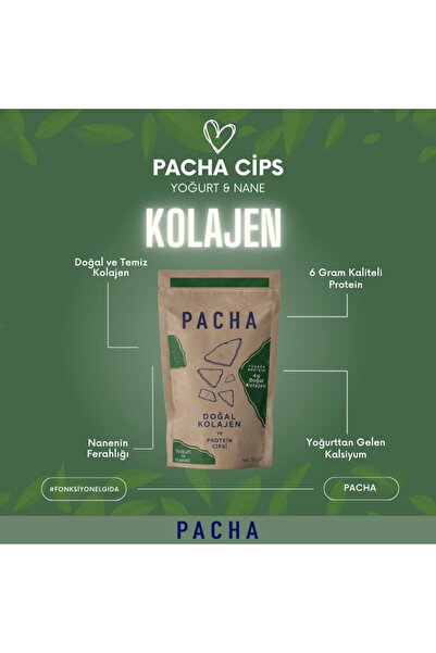PACHA Doğal Kolajen Ve Protein Cipsi Yoğurtlu Ve Naneli Kutu (AYLIK)