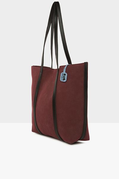 Bagmori Claret Red Women's Large Nubuck Bag with Leather Strap Garnish M000008151