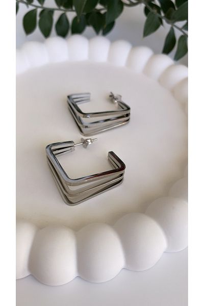 VNS Accessories Steel Square Earrings