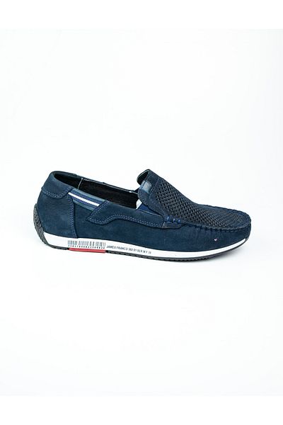 JAMES FRANCO 5091 Navy Blue Nubuck Leather Men's Casual Shoes