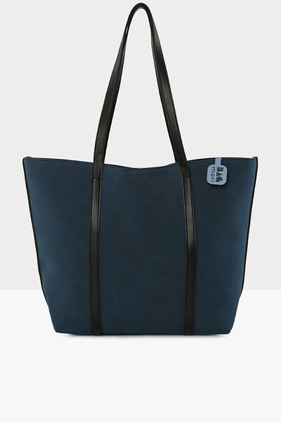Bagmori Navy Blue Women's Large Nubuck Bag with Leather Strap Garnish M000008151