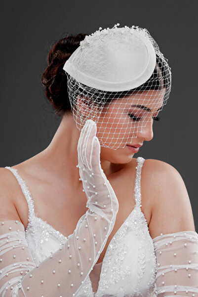 Simay Aksesuar Nikah Şapkası Vualet Şapka Gelin Kepi Gelin Saç Aksesuarı