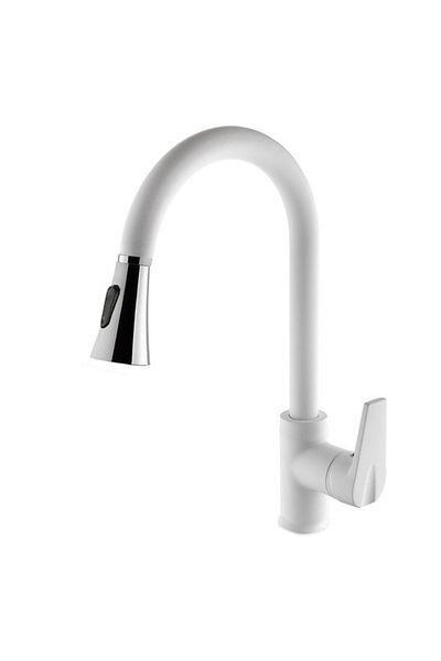 VENİTA Venita White Swan Spiral Double Function Kitchen Faucet