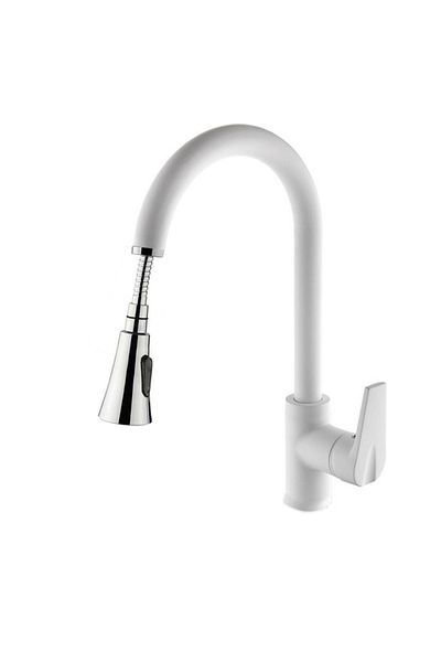 VENİTA Venita White Swan Spiral Double Function Kitchen Faucet