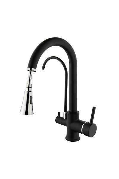 VENİTA Venita Black Spiral Kitchen Sink Faucet Purified 3 Way