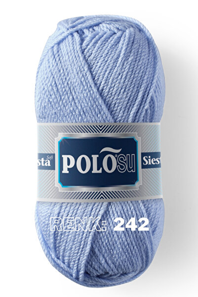 Polosu Siesta Soft - Atkı Yelek Kazak El Örgü Ipliği - 242 - Açık Bebe Mavi
