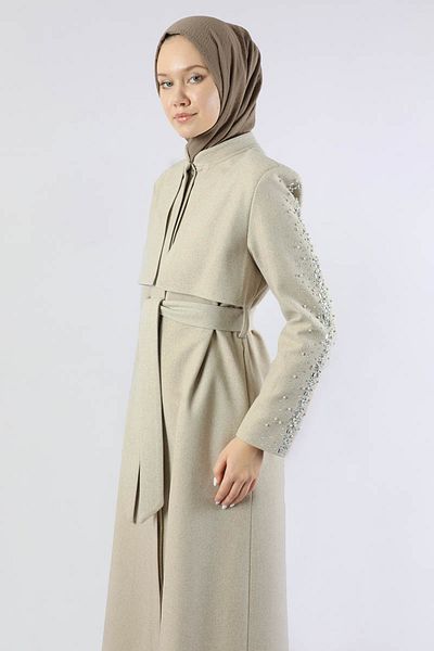 ZÜLAYS Windbreaker Detailed Rhinestoned Coat Stone