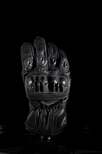 VENOM VN-9021 Korumalı Deri Motosiklet eldiveni Siyah