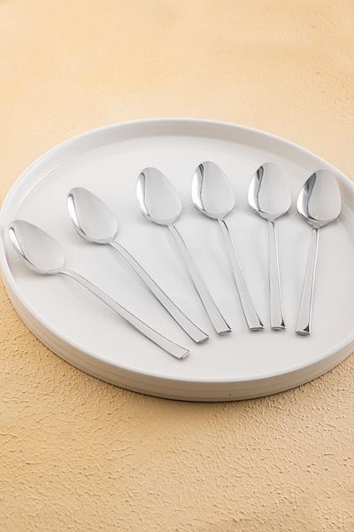 ACAR Silver Karat Moon 6-Piece Steel Dessert Spoon Set 6 Pieces 6 Person Steel