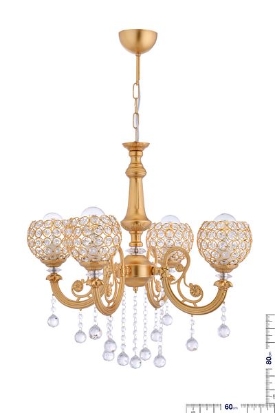 VK HOME AYDINLATMA Berra 4-Piece Luxury Jewelled Hat Chandelier (gold)