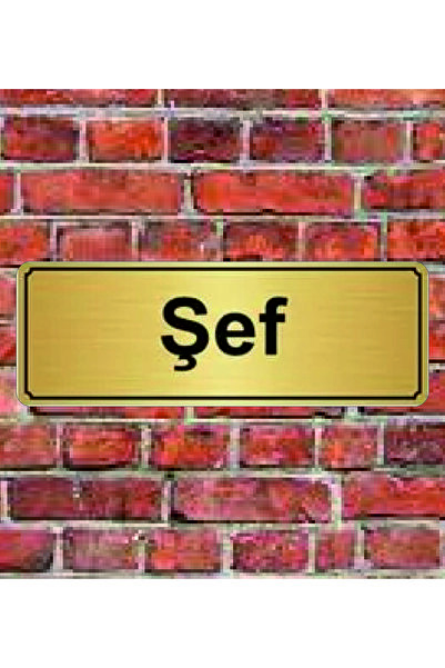 10X20 Cm Şef Yazılı Metal Yönlendirme Levhası Altın
