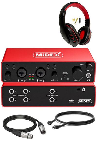 Midex Glx-900hd Pro Usb Studio Sound Card - 4 Input and 4 Output