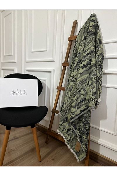 Stella Belli Μοντέρνο πεστεμάλ 90 Χ 180 εκ. 100% βαμβακερό χειροποίητο μοτίβο |   Κουτιά Respiro |   Πράσινο - Μαύρο