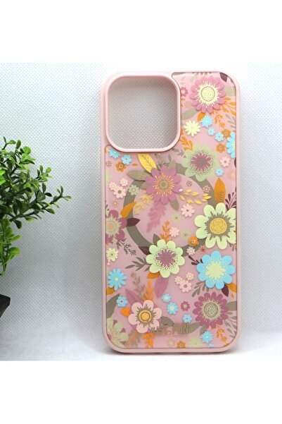 Tezcan Aksesuar IPHONE 14 PRO MAX Uyumlu Arkası Çiçek Desenli ve Özel Kaplama...